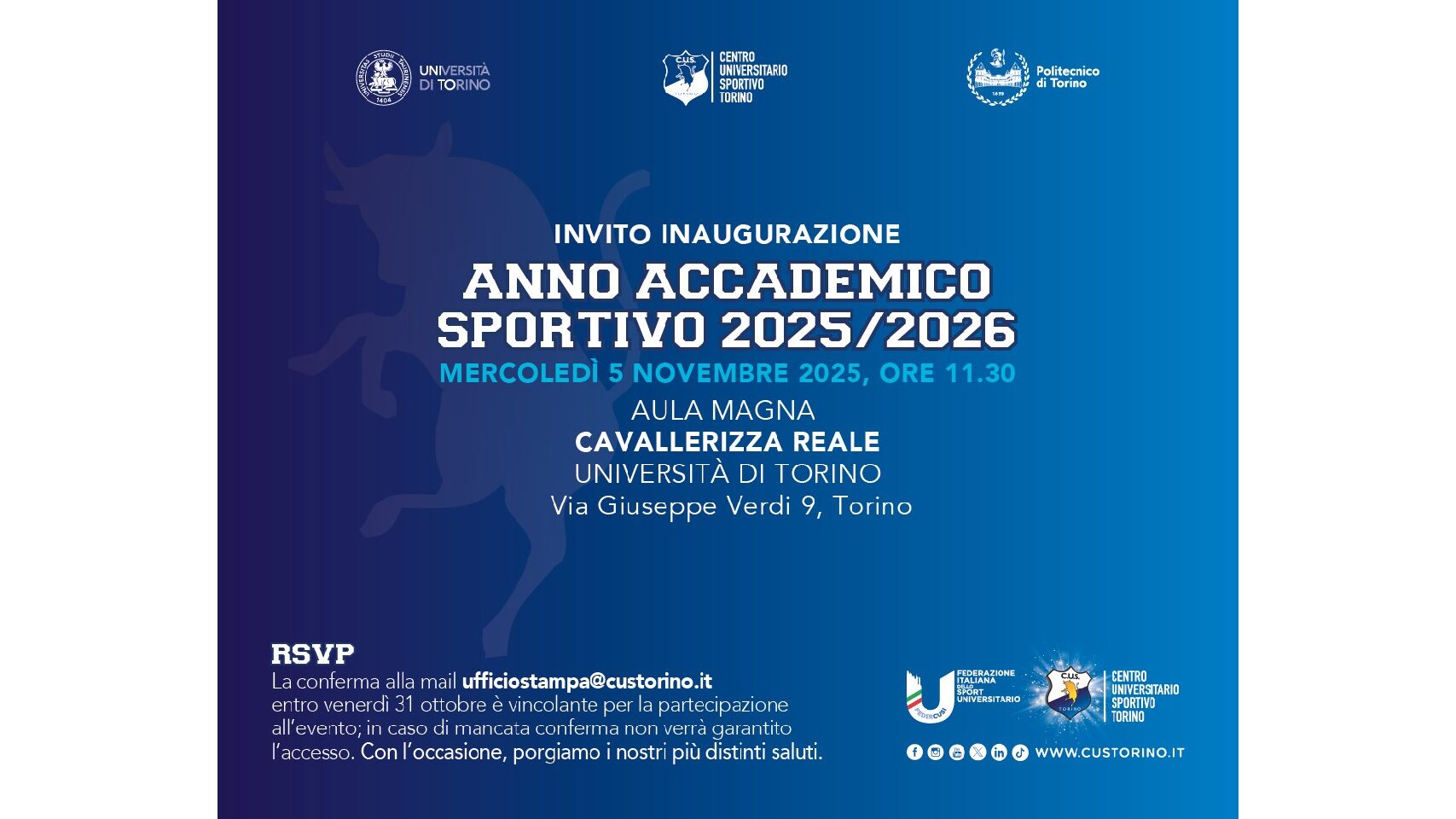 Inaugurazione Anno Accademico Sportivo – 5 Novembre 2025